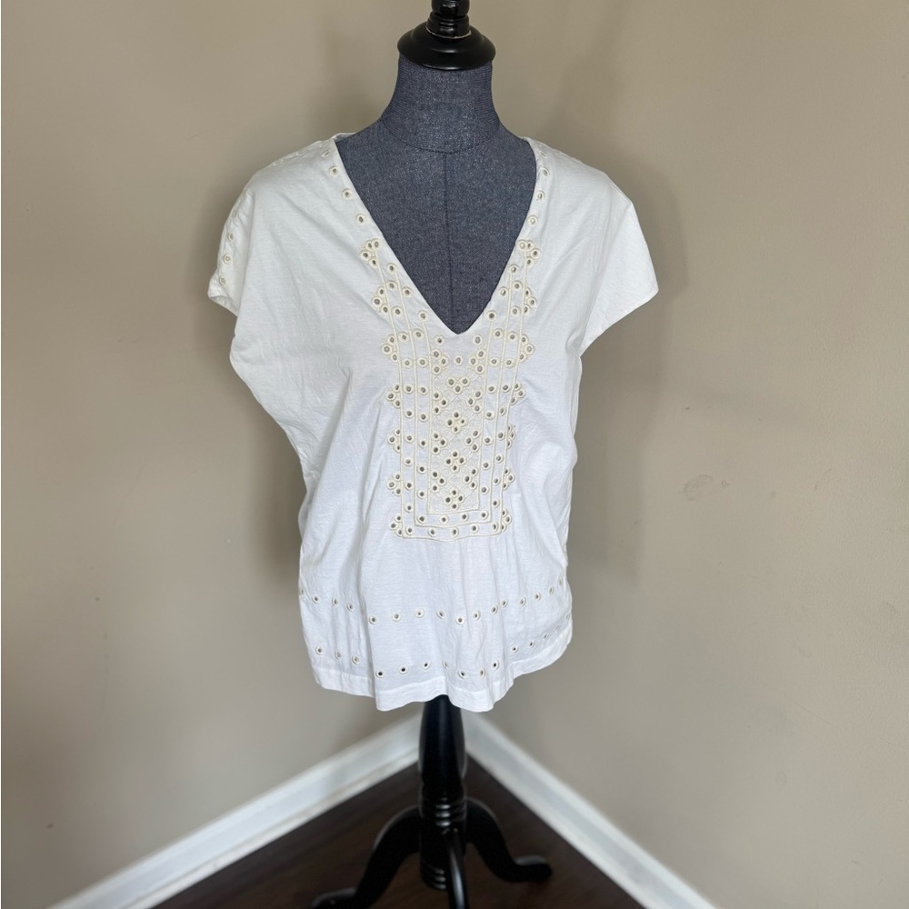 J. Crew 100% Cotton White Embroidered Eyelet Women's Top